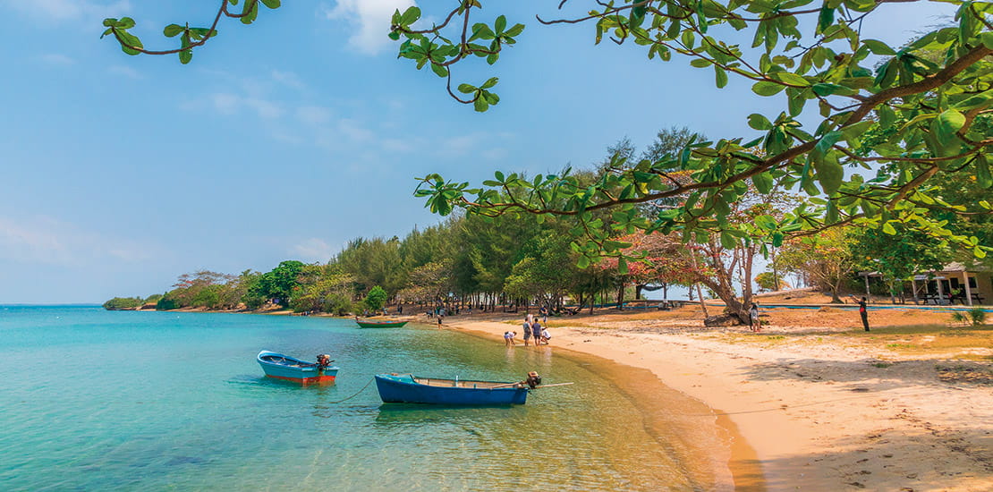 Fishing boats on a sandy beach on Sal Island, Cape Verde